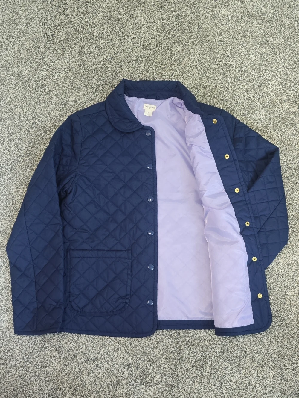 J. Crew Factory Girls Navy Blue Quilted Barn Jacket Coat Size XL